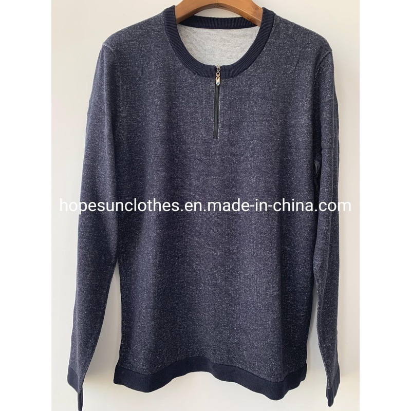 China Factory Men Zipper Crewneck Jeans 2tones Cotton Cardigan Knitwear Sweater – Sweater and Knitwear price|S