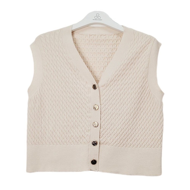 Custom Button Womens Autumn Knit Tops Casual Pullover V-Neck Sweater Vest – Ladies Sweater Pattern and OEM Womens Sweater price|S/M/L/Customized Size