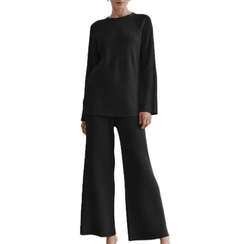 Custom Casual Sweater Sets Women Solid Casual Cashmere Wool Knitted Sets – Ladies Sweater and Striped Sweater price|S, S/M/L/Customized Size