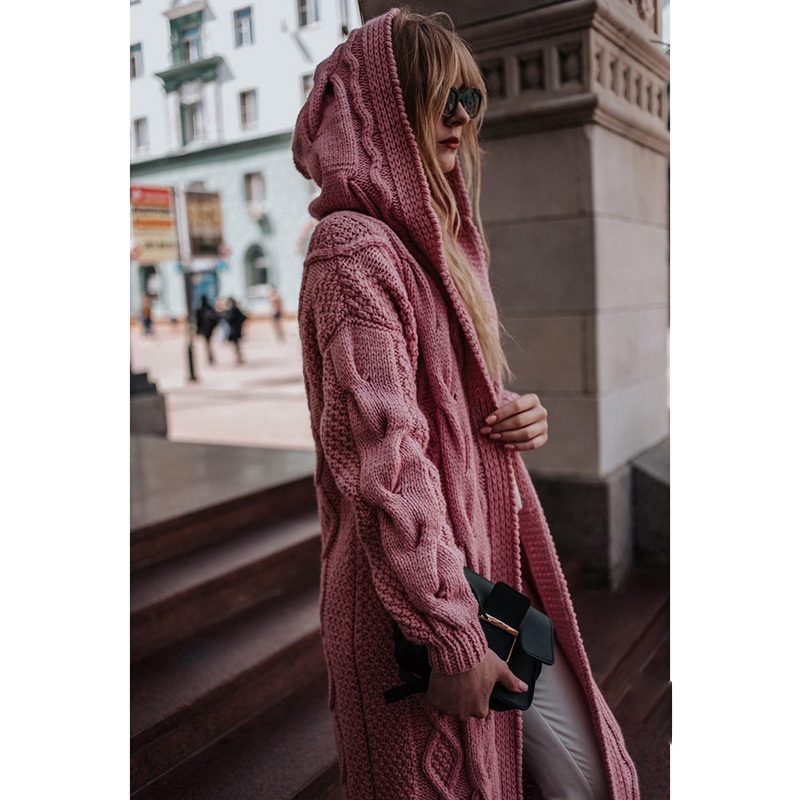 Customized Wholesale Womens Long Hooded Loose Cardigan Sweater – Sweater and Womens Sweater price|S