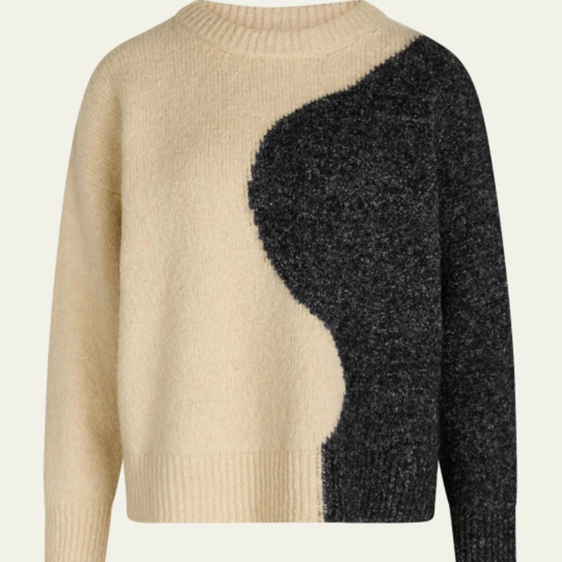 Designer Intarsia Crew Neck Pullover Women Fashion Wool Knitted Sweater – Knitwear and Clothing price|S