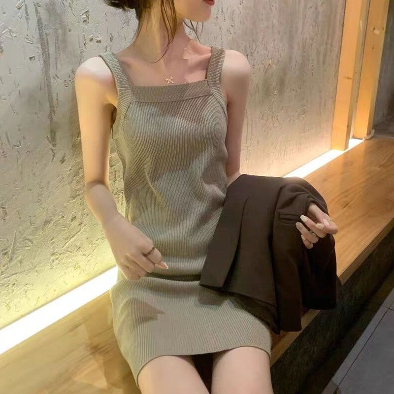 Fashion Ladies Dress Squard Collar Knitted Tank Pullover Sweater Women Clothing – Sweater and Dress price|S