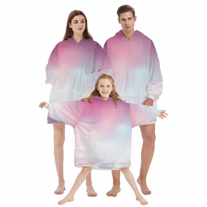 Light Pink Plus Size Pink Fluffy Oversized Hoodie Blanket Sweatshirt – Hoodie Blanket Pink and Light Pink Blanket Hoodie price|S