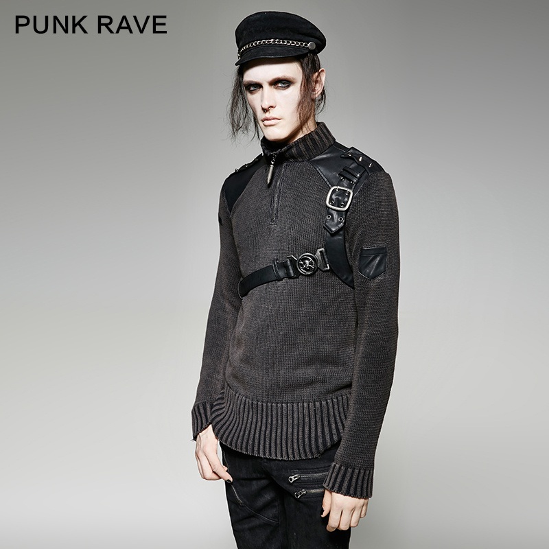 M-035 Punk Black Thick Modern Computer Knit Sweater – Cardigan and Gothic Sweater price|S