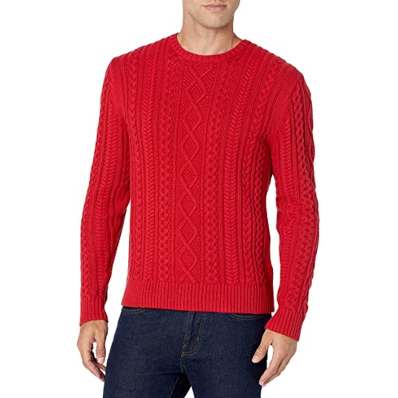 Men S Long-Sleeve 100% Cotton Fisherman Cable Crewneck Sweater – Knitted Cable Sweater and Chunky Knit Cardigan price|S