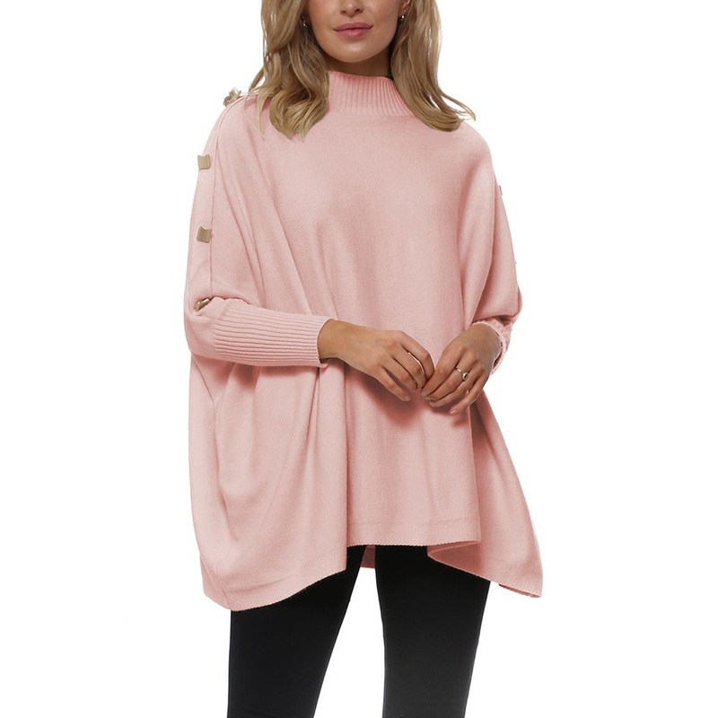 New Design Light Pink Bat Sleeve High Collar Sweater for Women – Sweater for Women and High Collar Sweater price|S, S, M, L, XL