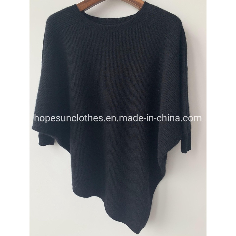 OEM Manufacturer Women Boat Neck Batwing Sleeve Irregular Bottom Cashmere Pullover Cape Knitwear Sweaters – Sweater Jumper and Sudaderas price|S