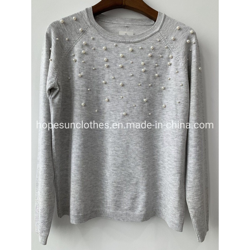 OEM Manufacturer Women Pearl Crew Neck Pullover Knitwear Sweater – Sweater Jumper and Sudaderas price|S