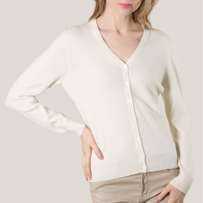 Plain Knit V Neck Button Cardigan in White – Cashmere Cardigan and Women Cardigan price