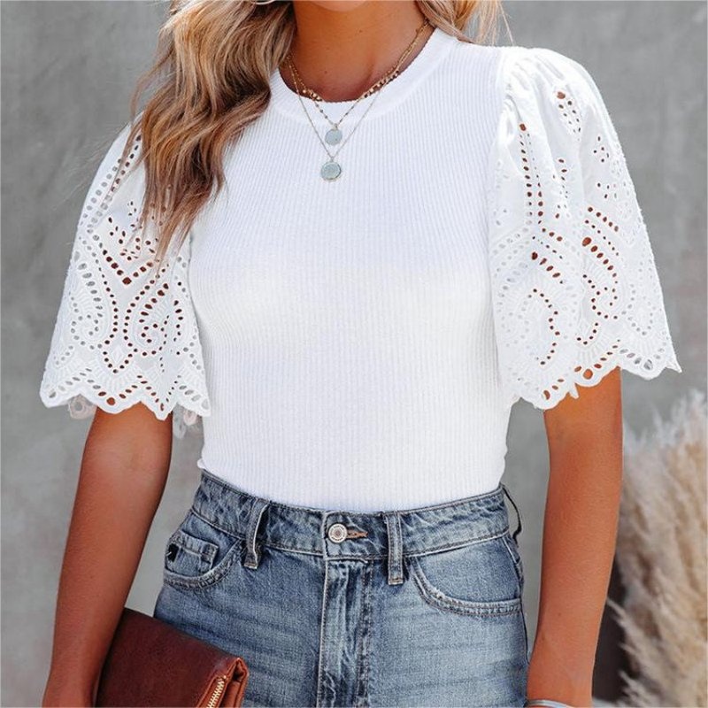 Summer Knitwear Custom Sweater Factory Patchwork Womens Knit Short Sleeve Pullover – Women Sweater and Summer Knitwear price|S, S/M/L/Customized Size