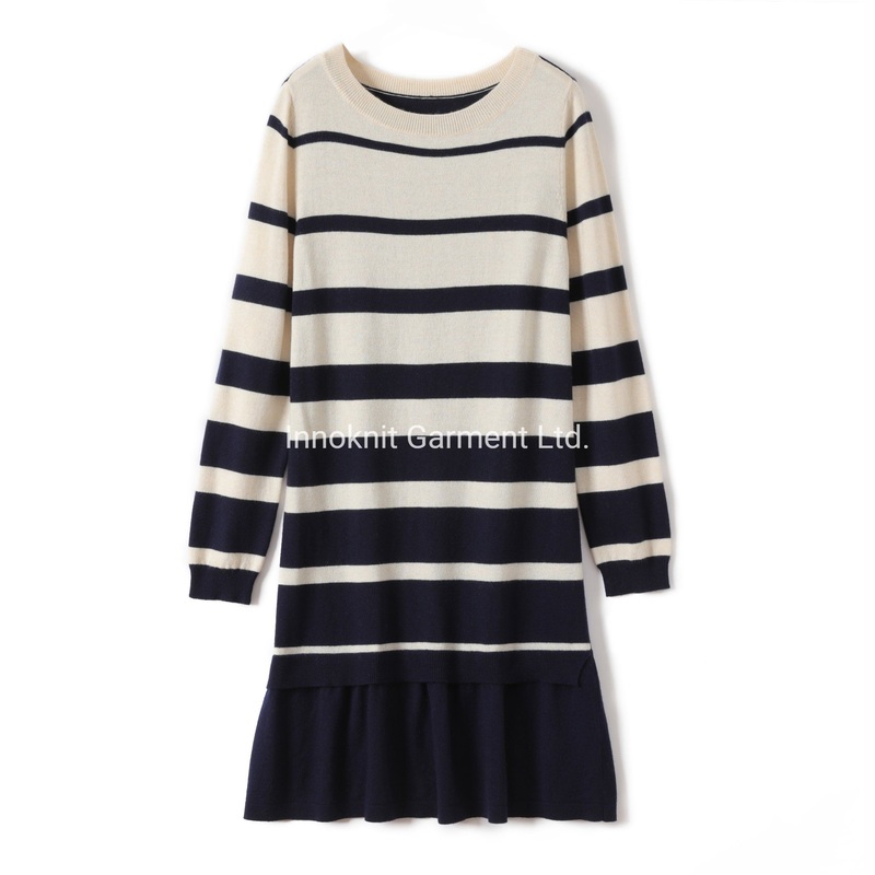 Sweater Ladies Knitted Stripes Wool Mix Cashmere Dress Ak20848 – Sweater Dress price|S