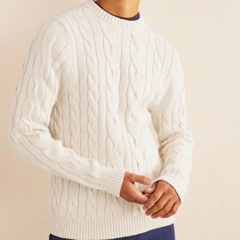 Wholesale Designer Cable Pure Color 100% Cotton Sweater Long Sleeve Pullover for Men – Sweater and Pullover price|S
