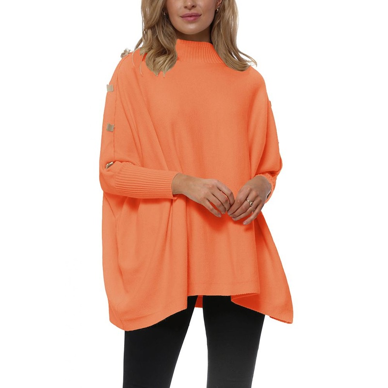 Wholesale Womens Solid Color High Collar Loose Sweater – High Collar Sweater and Solid Color Sweater price|S, S, M, L, XL