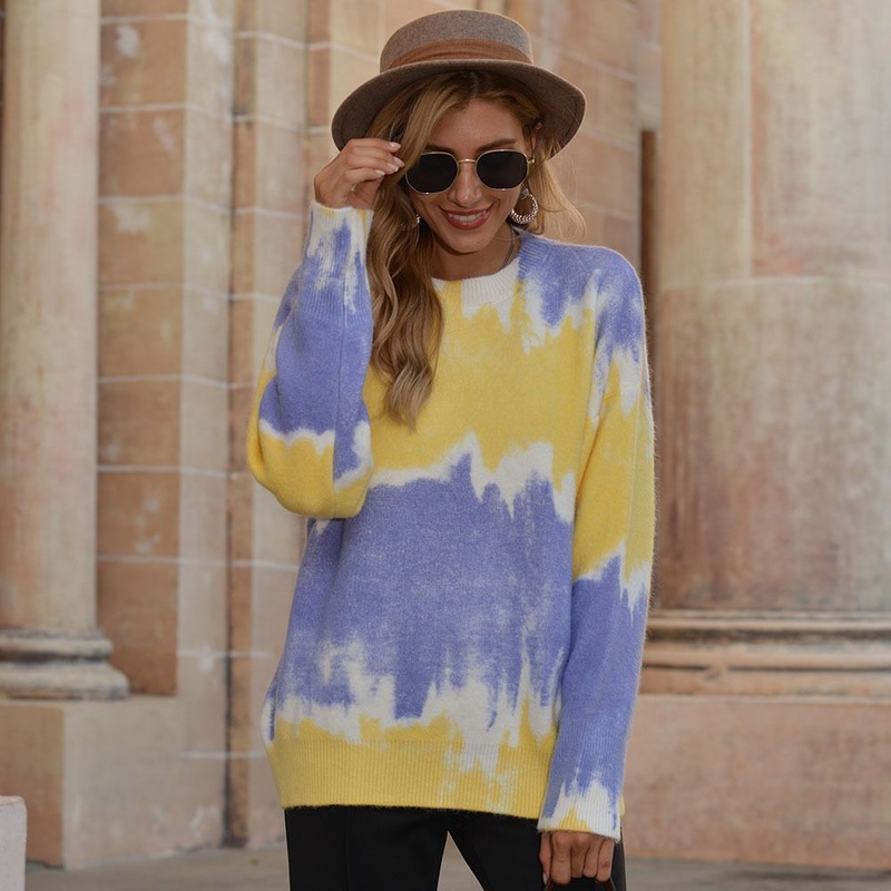 Winter Fashion Pullover Knitwear Blouses Tie Dye Women Girl Loose Sweater Tops – Women Clothes and Clothing price|S