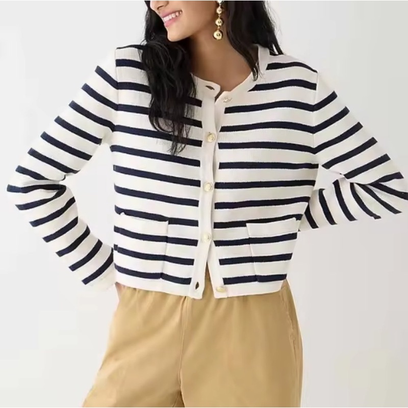Women Clothing Autumn Knit Jacket Fashion Ladies Casual Warm Stripe Sweaters Cardigan – Wholesale Womens Clothing and Knitted Cardigan Jacket price|S/M/L/Customized Size