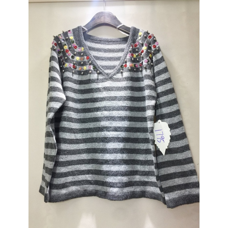 Women Long Sleeve Crew Neck Stripe Color Knit Pullover Sweater Tops Casual Loose Sweater Pullover – Knitted Pullovers and Women Lightweight Sweaters price|S