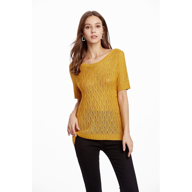 Women Pullover Knitwear Summer Clothing Short Sleeve T-Shirt Sweater – Dress and Clothes price|S