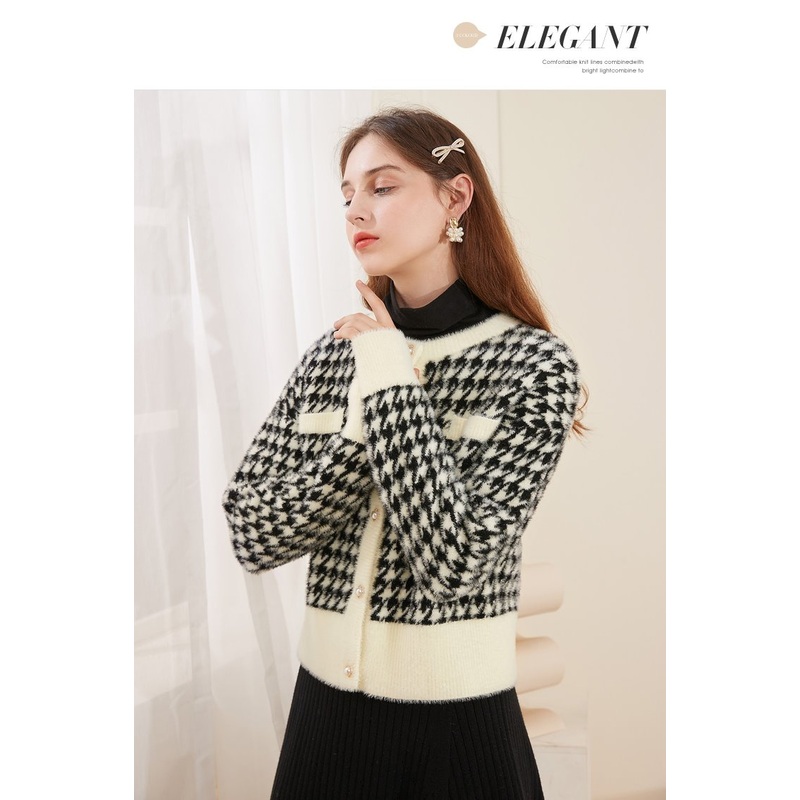 a Woman`S Coat with a Round Collar and a Short Sweater – Cardigan and Sweater price|S