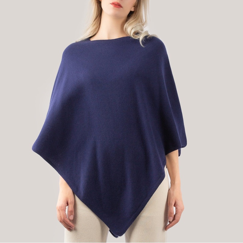 Cashmere Plain Knit Classic Cape in Navy – Cashmere Poncho and Cashmere Shawl price