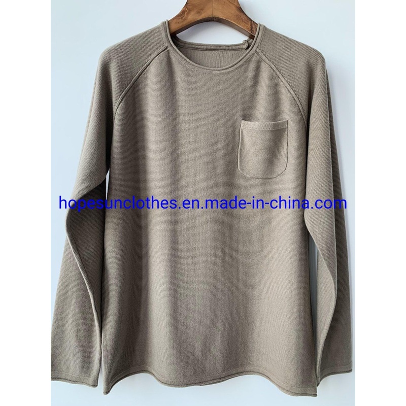 China Factory Men Pocket Cotton Raglan Sleeve Pullover Knitwear Sweater – Sweater and Knitwear price|S