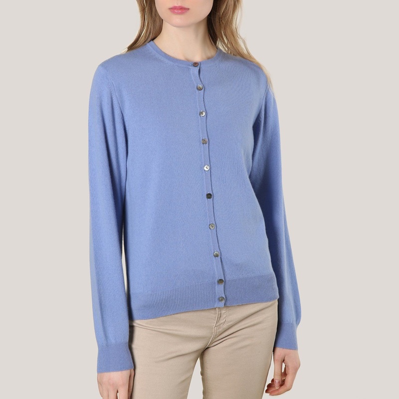 Crew Neck Blue Button Cardigan – Cashmere Cardigan and Women Sweater price