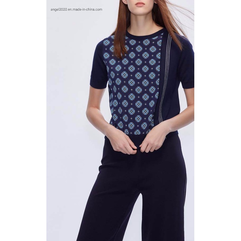 Fashion Ladies Knitted Top with Raylon Nylon with Print Sweaters – Clothes and Fashion price|S