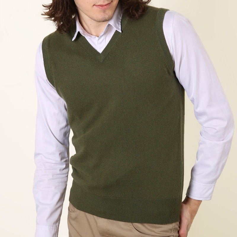 Mens Cashmere Green V Neck Vest – Cashmere Vest and Men Vest price