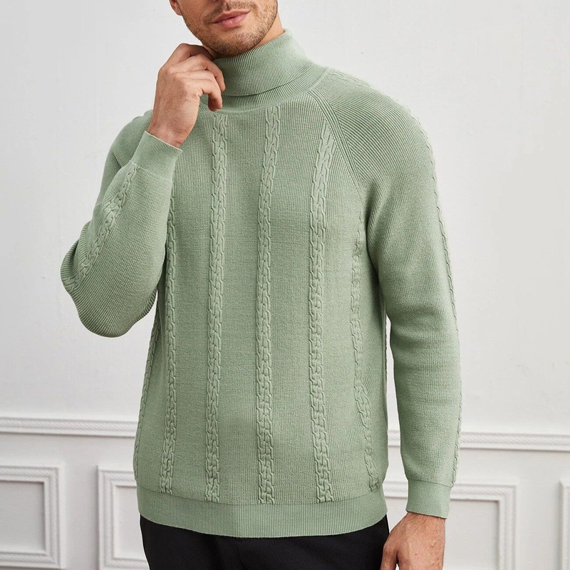 New Arrival Men Turtleneck Raglan Sleeve Sweater Green – Turtleneck and Sweater price|S