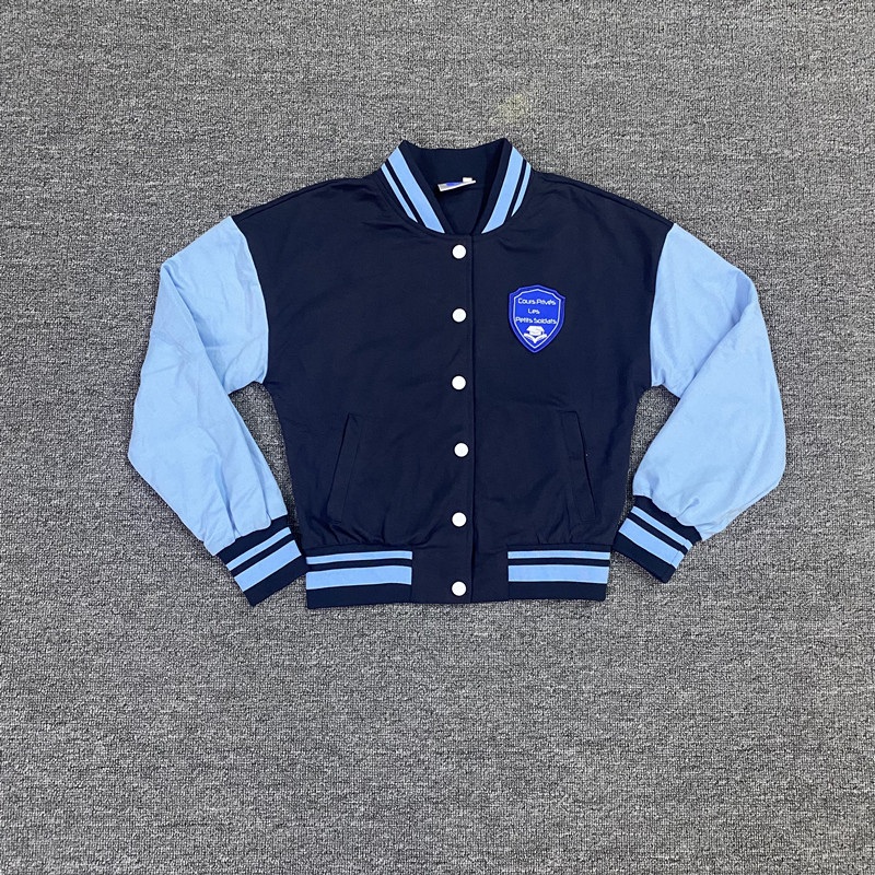 New Design Senegal Custom High Quality Unisex Students Dark Light Blue Mixed Long Sleeve Jacket/Coat/Baseball Sweatshirts Embroidery Patch Logo School Uniform – Jacket and Mens Jacket price|S