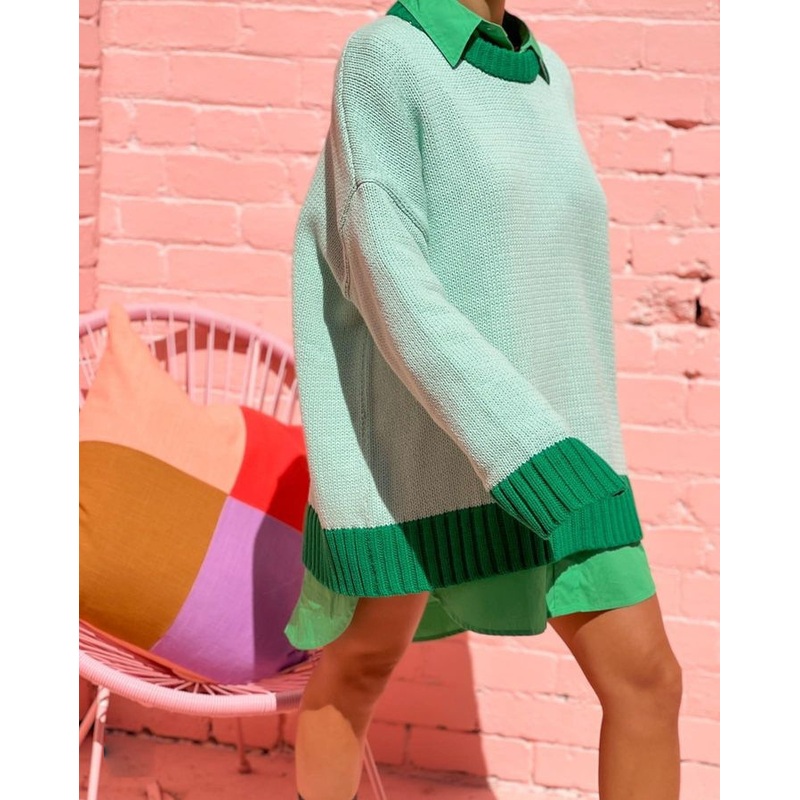 ODM OEM Winter Long Sleeve Custom Sweater Loose Crew Neck Women Pullover Knitted Sweater – Pullover Sweater and Knitting Sweater price|S