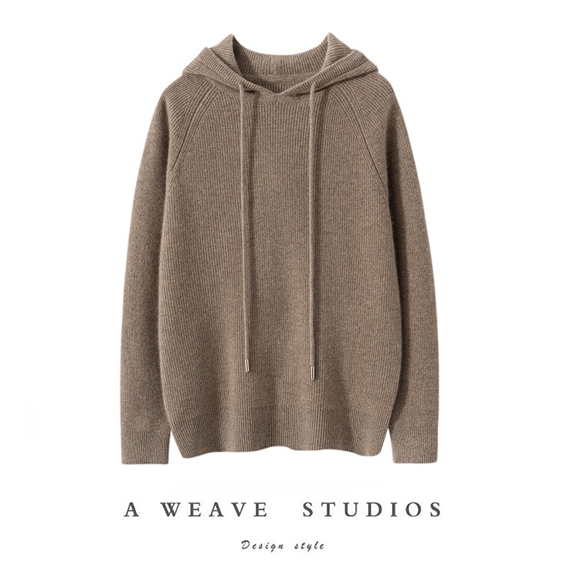 OEM High Quality Customizable Hooded Loose Top Fashion Womens Knitted Cashmere Sweater – White and Black price|S-XXXL,Customizable