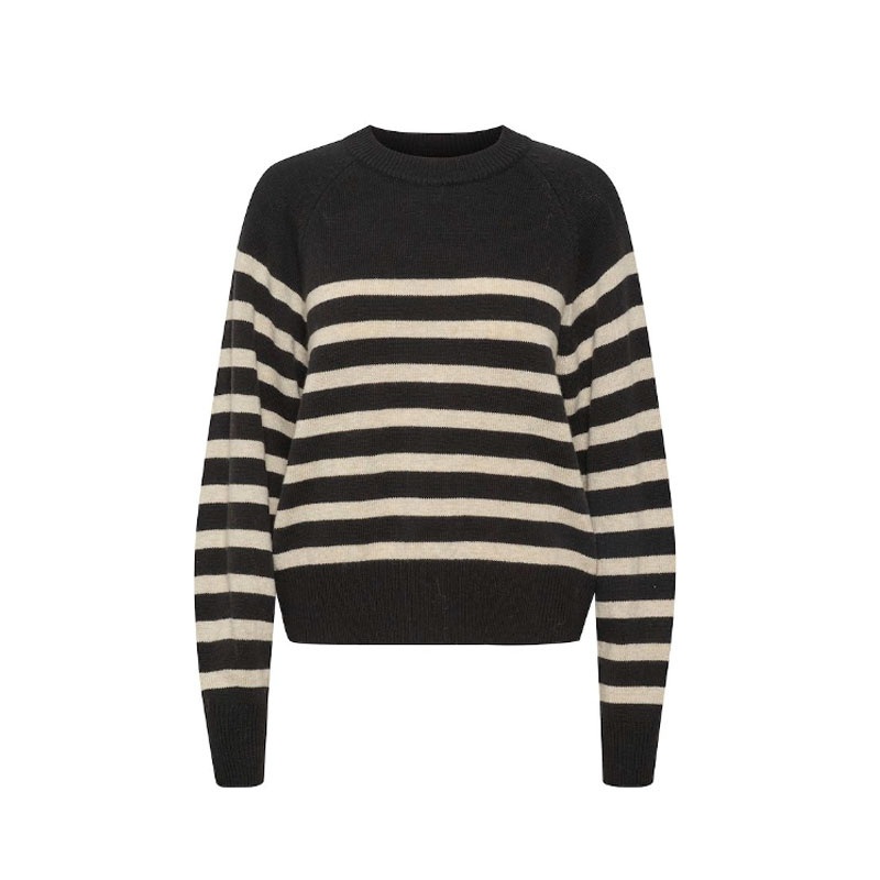 Relaxed Striped Wool Sweater Loose Knitted Polyamide Pullover for Women – Clothing and Apparel price|S