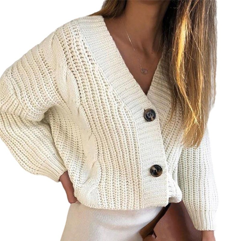 Trendy Ladies Beige Chunky Open Front Button Cardigan – Open Front Cardigan and Ladies Button Cardigan price|L, S, M, L, XL