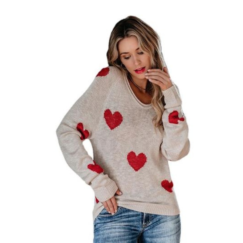 Valentinesday Heart Pattern V-Neck Pull Over Sweater – Valentinesday Heart Pattern Sweater and V-Neck Pull Over Sweater price|S