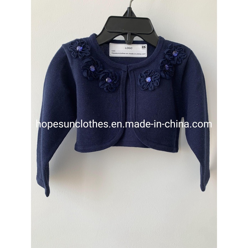 Wholesaler Manufacturer Kids Flower Beads Cotton Acrylic Cardigan Knitwear Sweater – Children Outerwear and Girl Shrug price|S
