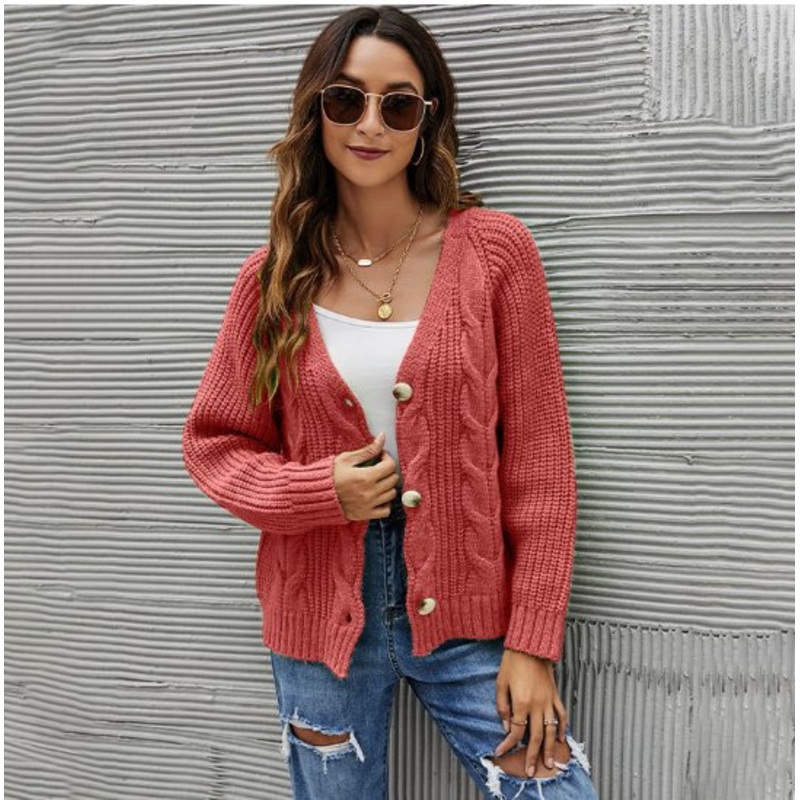 Winter Big Size Twisted Pattern with Button Decoration Cardigan Sweater – Twisted Pattern Sweater and Button Decoration Cardigan Sweater price|S