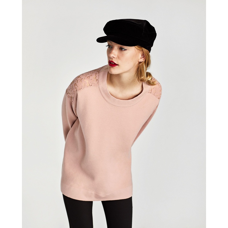 Women Round Neck Pullover Sweater with Mesh Laces – Clothes and Sweater price|S