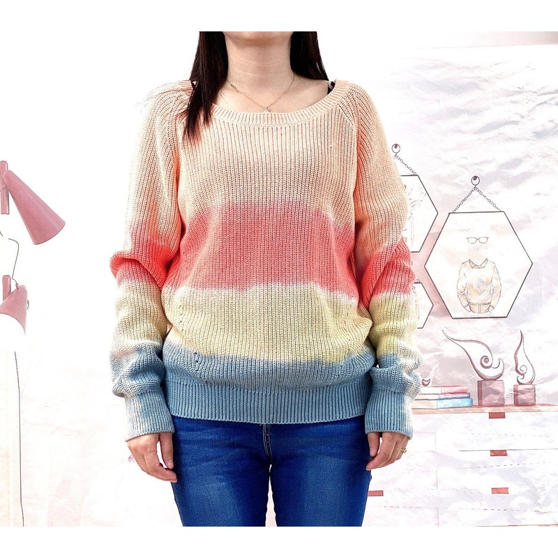 Womens Fashion Stripes Design Round Neck Long Sleeve Pullover Sweater – Womens Sweater and Womens Pullover price|S