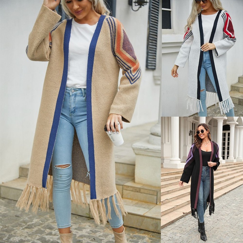 2023 Amazon Cross-Border Long Fringe Loose Sweater Knitting Fashion Lazy Style Vintage Women Cardigan – Hoodies and Sweater price|S