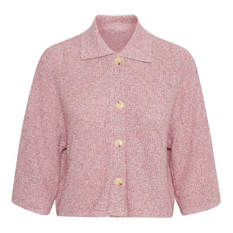 85% Cotton 15% Polyamide Red Mottled Cardigan Sweater with 3/4 Sleeve – Cotton Sweater and Polyamide Sweater price|S