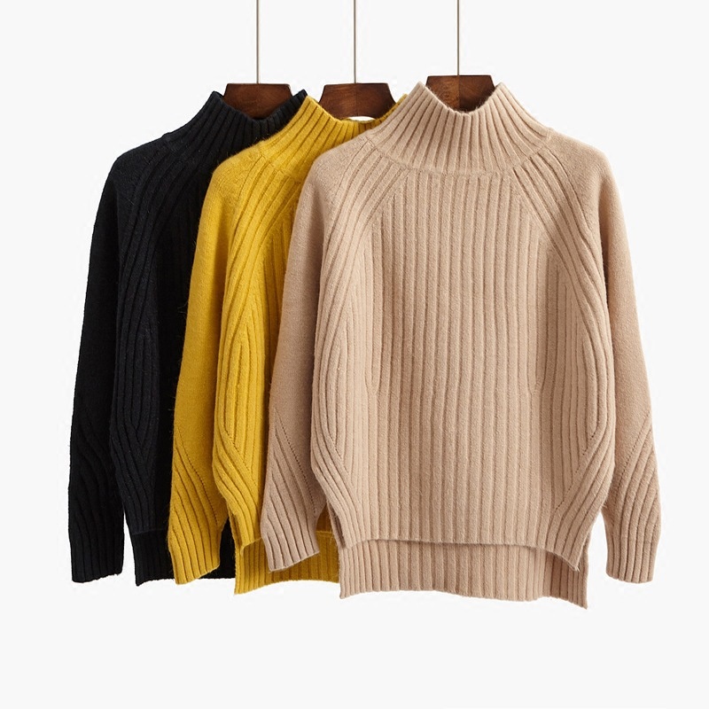 Autumn Winter Custom Clothing Plain Long Sleeve Knit Pullover Turtleneck Sweaters for Women – Knit Sweater and Pullover Sweater price|S