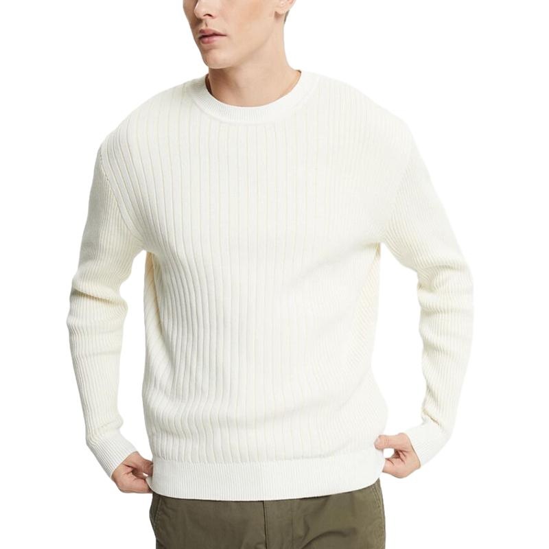 Brand Factory OEM Clothing Solid Color Pit Stripe Sweater Mens Long Sleeve Casual Round Neck Knit Sweater Pullover for Men – Mens Sweater and Striped Sweater price|S, S/M/L/Customized Size