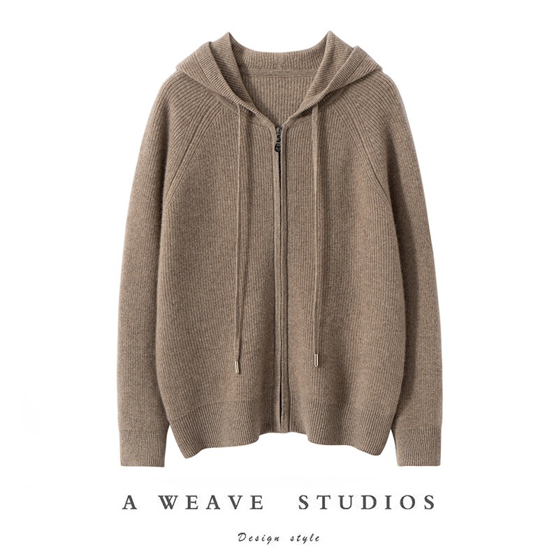Casual Long Shouler Sleeve Hooded Customizable Ladys Knitted High Quality Cashmere Sweater – White and Black price|S-XXXL,Customizable