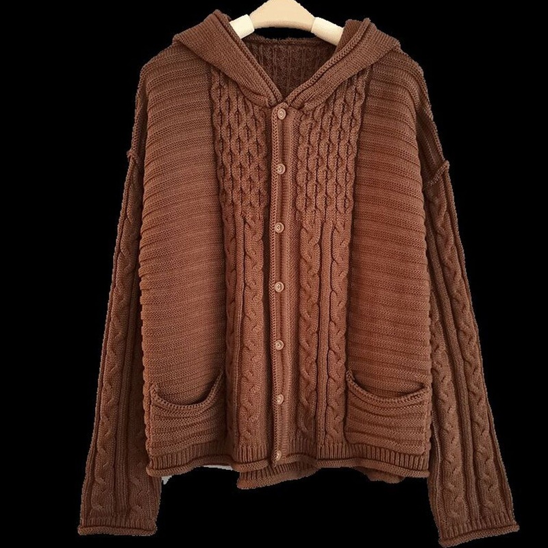 Classical Cable Xxxxl Hooies Sweater Round Neck Women Knitted Cardigan Sweater – Knitwear and Women Clothing price|S