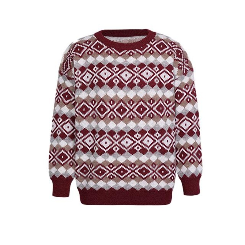 Custom Parent-Children Clothing Jacquard Patchwork Christmas Sweater Casual Pullover – Customized Factory Sweaters and Winter Christmas Sweater price|S, S/M/L/Customized Size