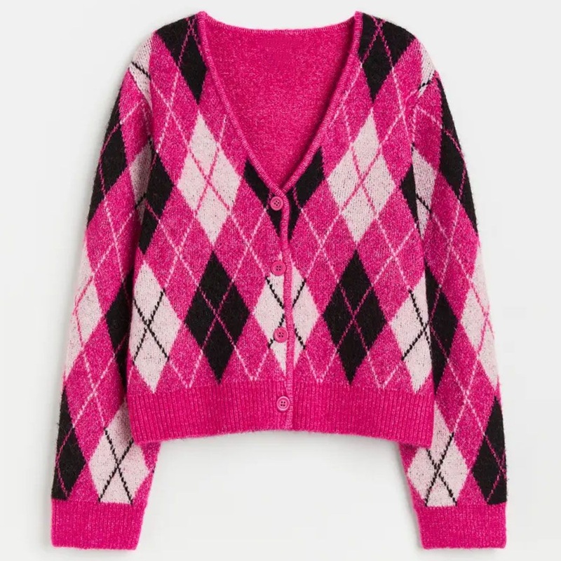 Diamond-Shaped Motif Cardigan Sweater Ladies Clothes Fashion Sweater – Wool Sweater and Women Clothing price|S