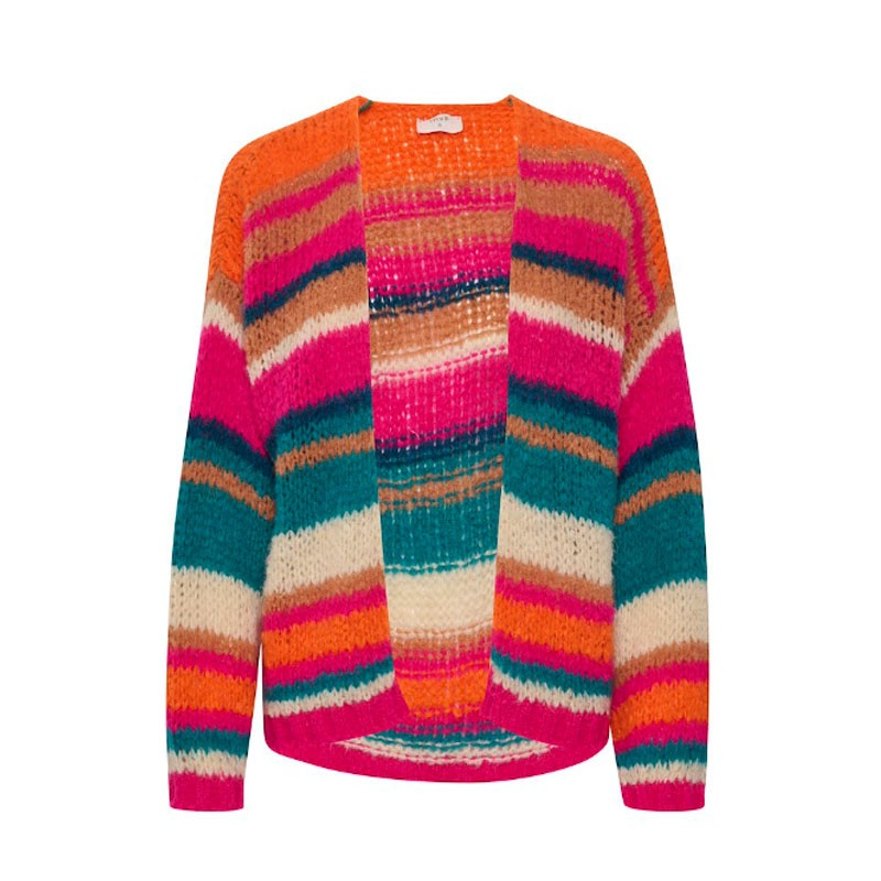 Fashion Multi-Colored Long Sleeve Wool Knitting Sweater Loose Mohair Cardigan for Ladies – Clothing and Sweater price|S