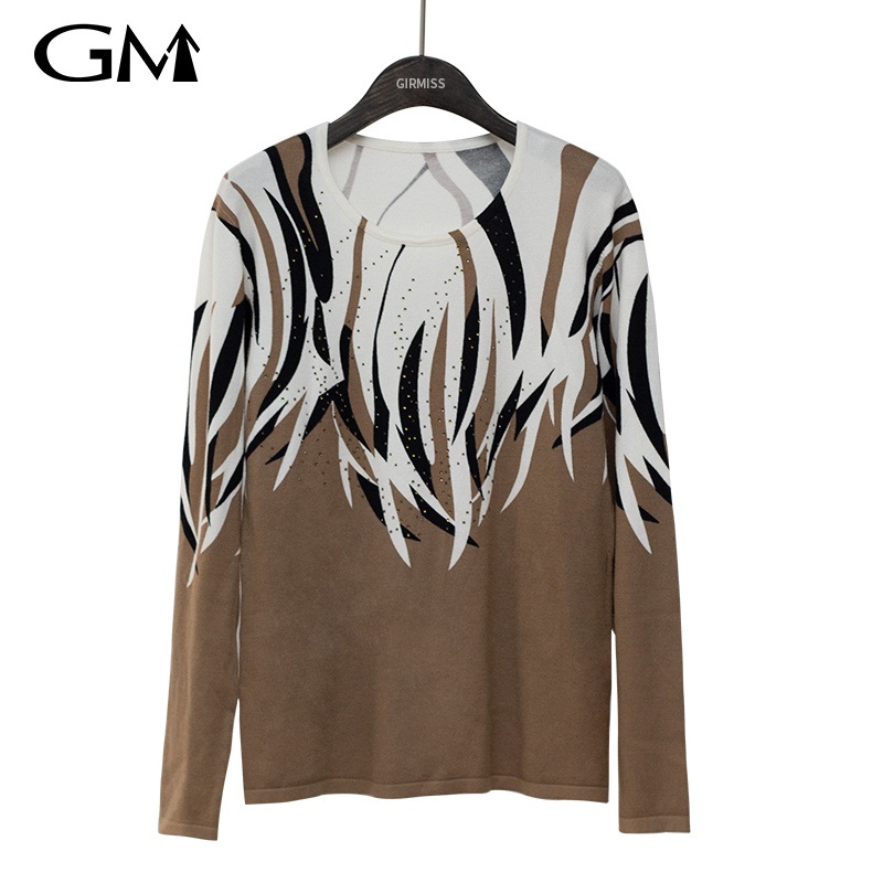 Fashion Printed Slim Knit Pullover – Round Neck and Knitting price|S
