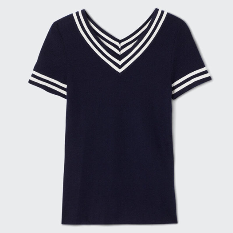 Fashion Shirt Spring Striped Cashmere Pullover Sweater V-Neck Women Clothing – Sweater and Pullover price|S