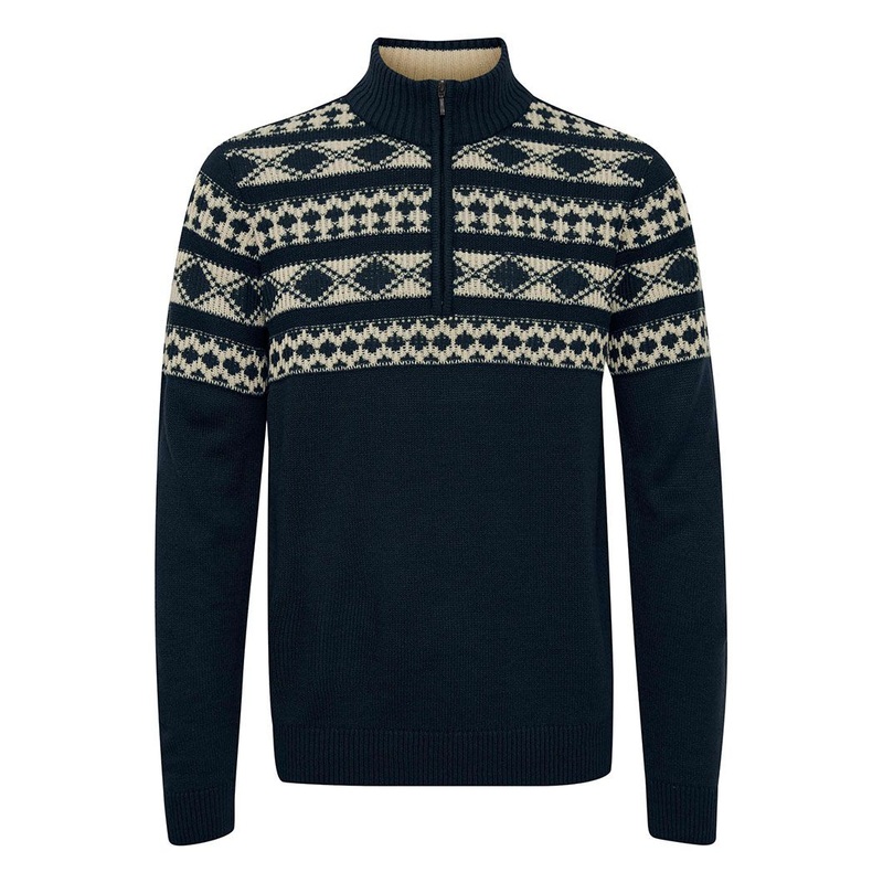 High Collar Pullover with Zipper Warm Pattern Wool Sweater Men Clothing – Jacquard Sweater and High Collar Pullover Sweater price|S